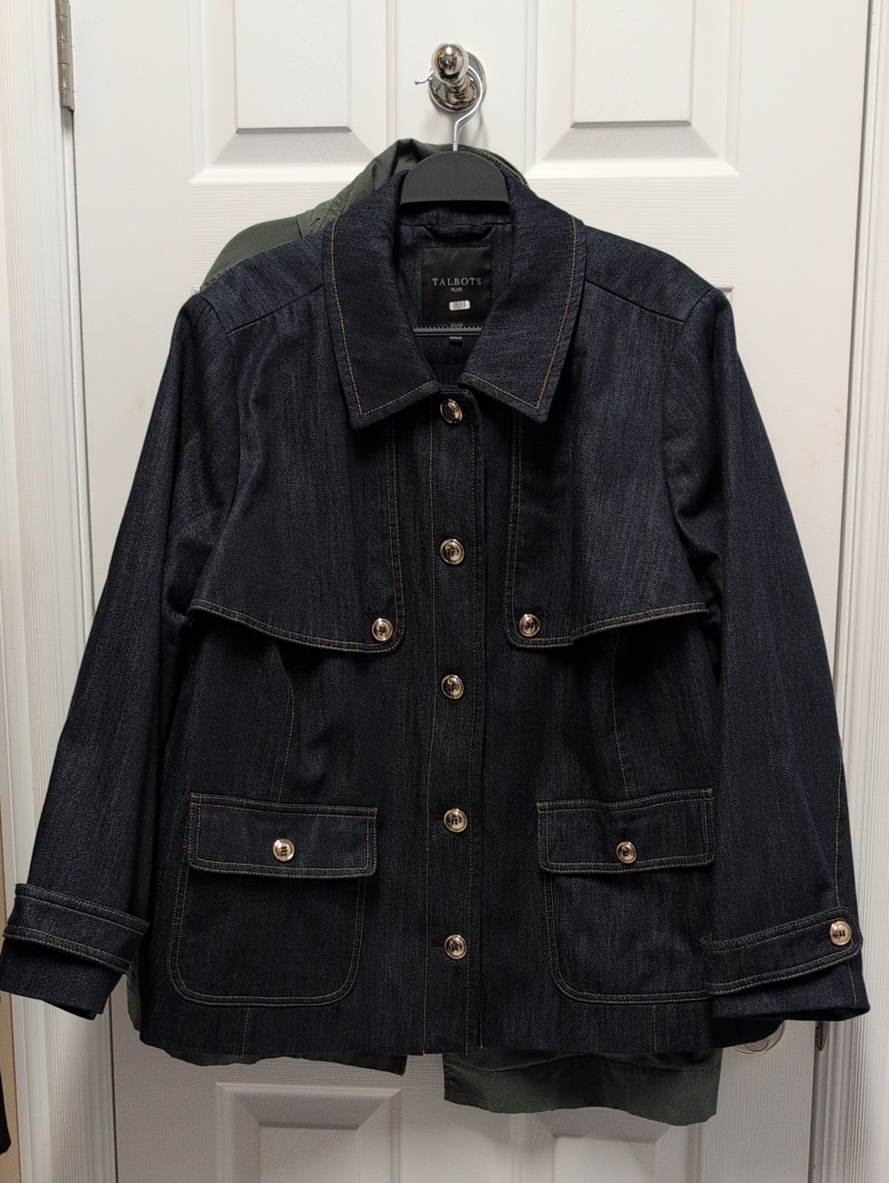 Talbots Dark Indigo Jean Jacket with Button Flap Detail